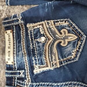 Rock Revival Janelle Straight Jeans Dark Size 27 x 31 EUC